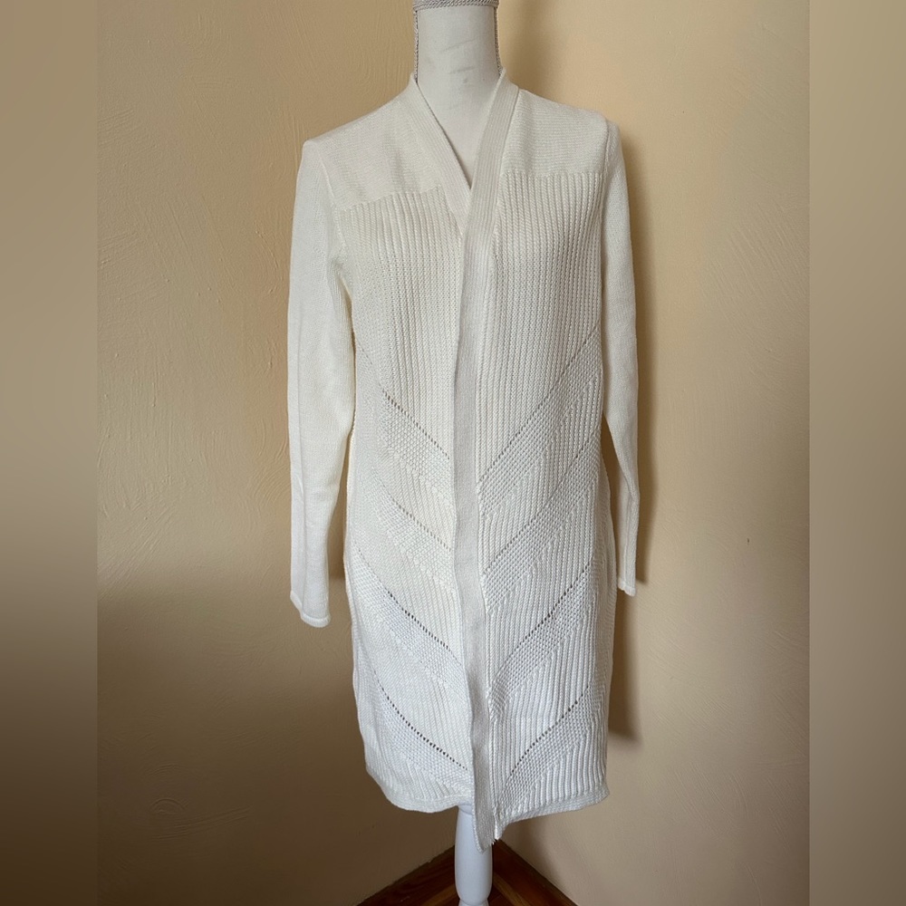 Chico’s Ivory Long Open Cardigan Sweater